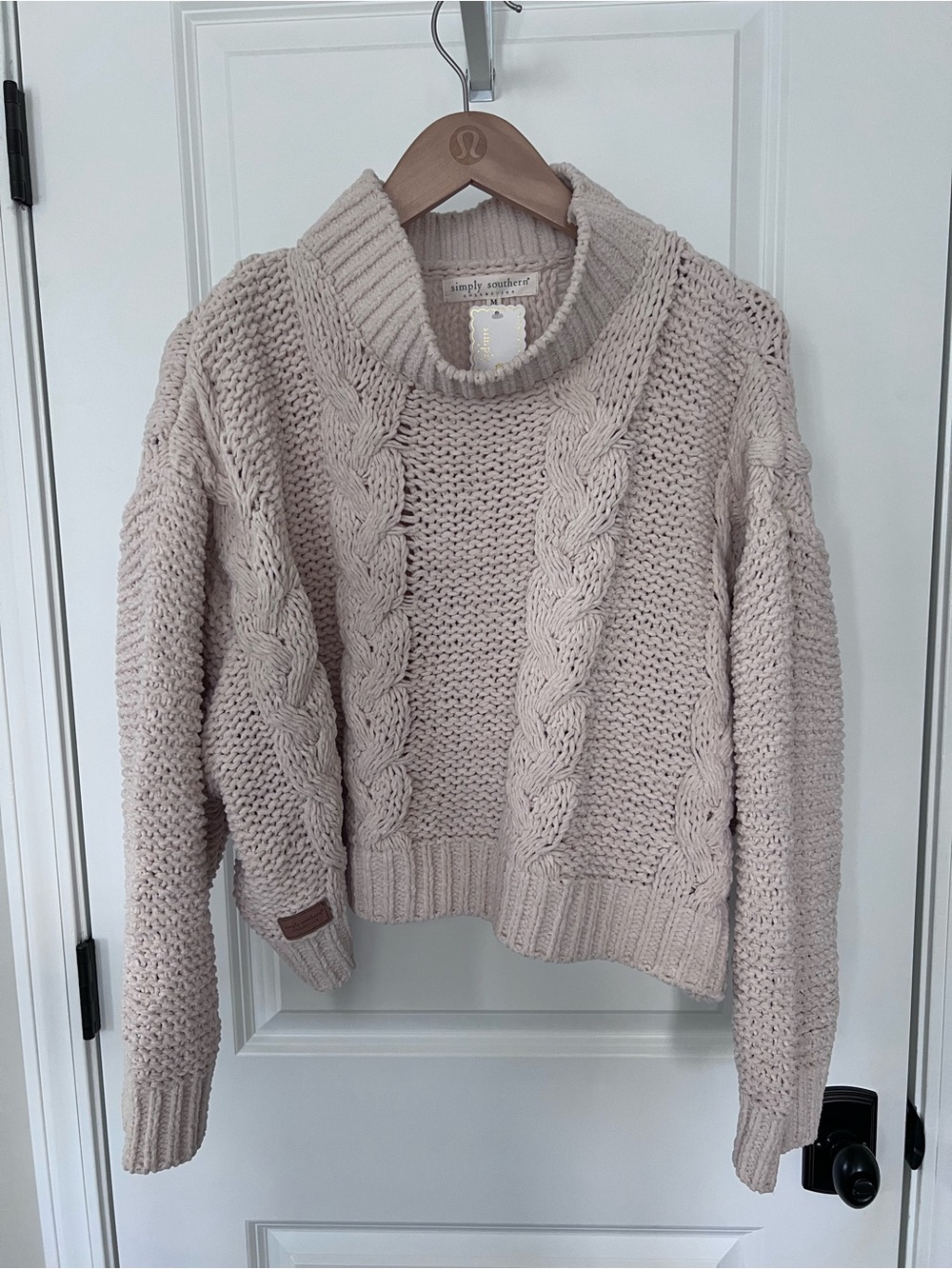 NWT Simply Southern Chunky Cable Knit Beige Sweater Size Medium